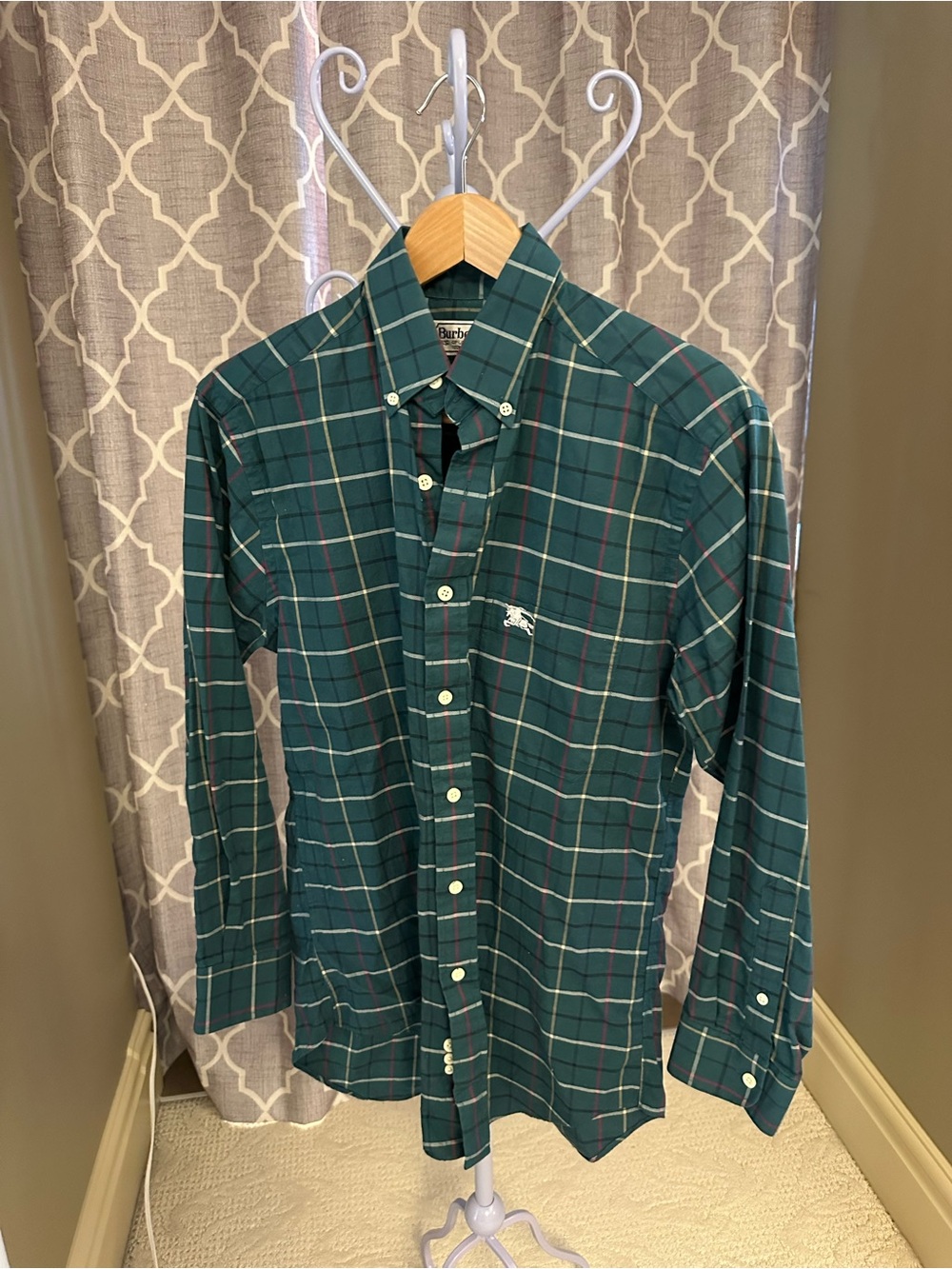Burberry Green Plaid Button-Down Shirt